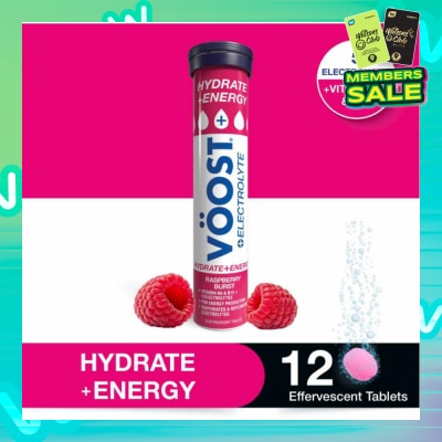 VOOST Hydrate + Energy Burst Effervescent Raspberry Tablet 12s