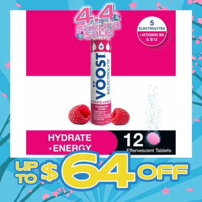 VOOST Hydrate + Energy Burst Effervescent Raspberry Tablet 12s