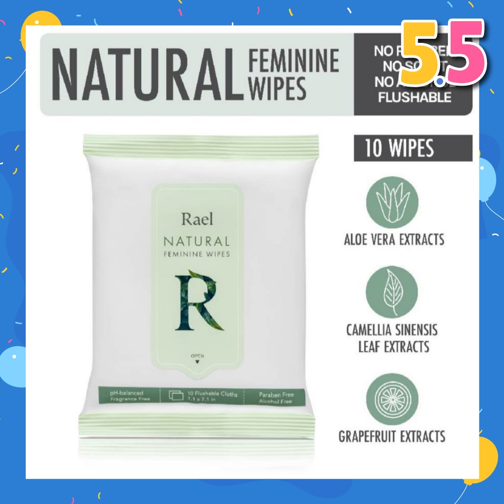 Natural Feminine Wipes 10s