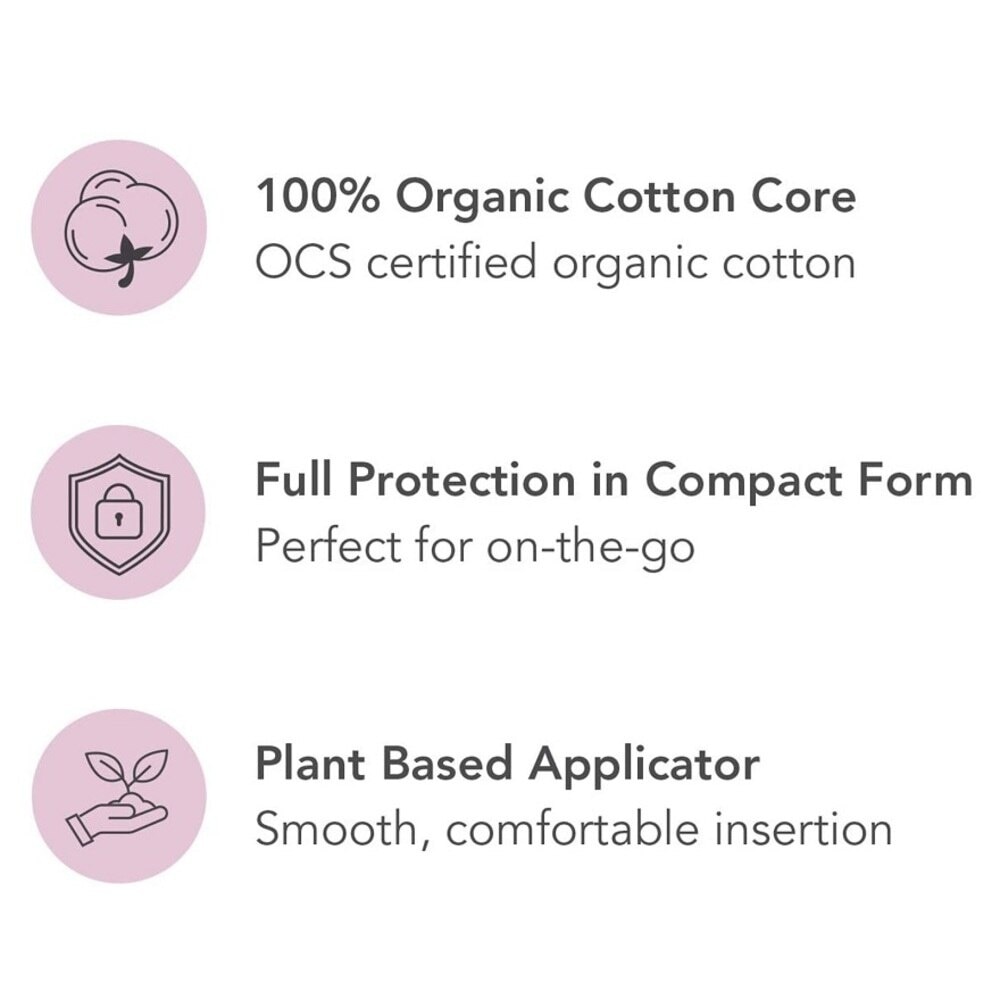 Regular Organic Cotton Tampons With Plant-Based Compact Applicator 18s