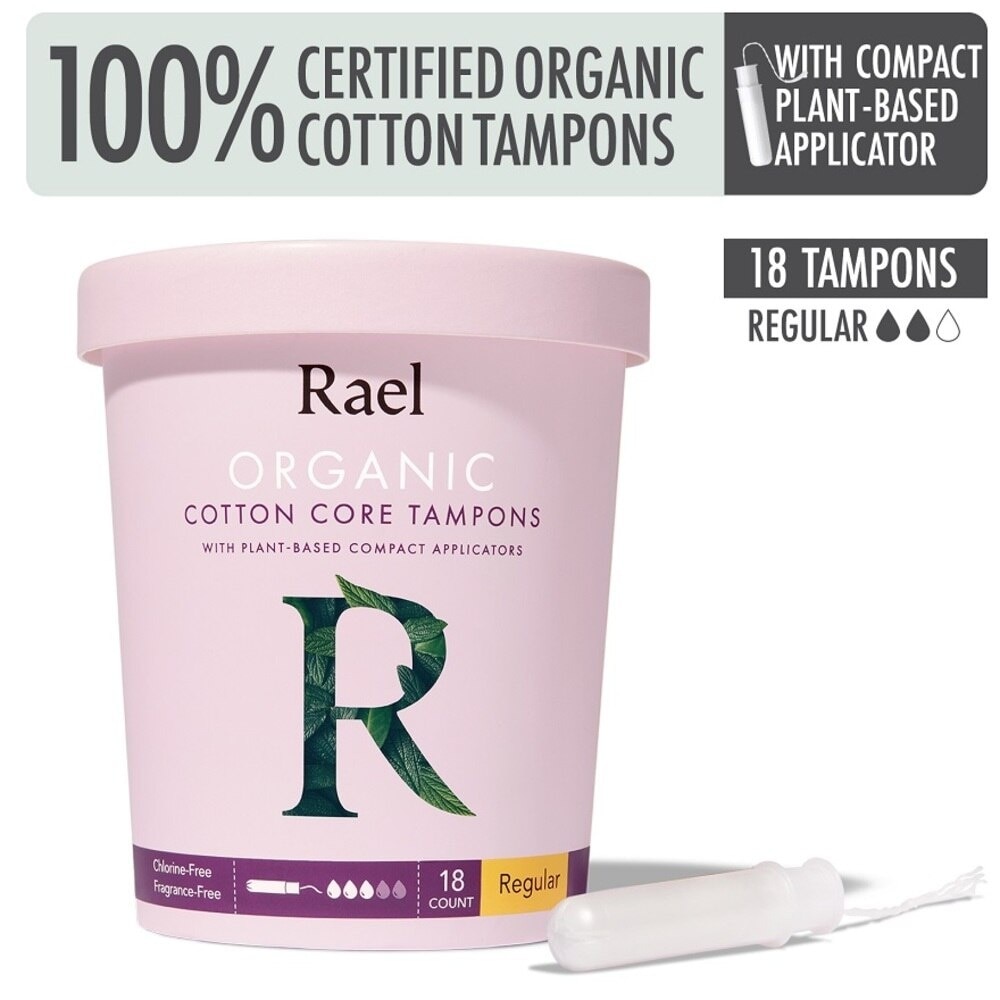 Regular Organic Cotton Tampons With Plant-Based Compact Applicator 18s