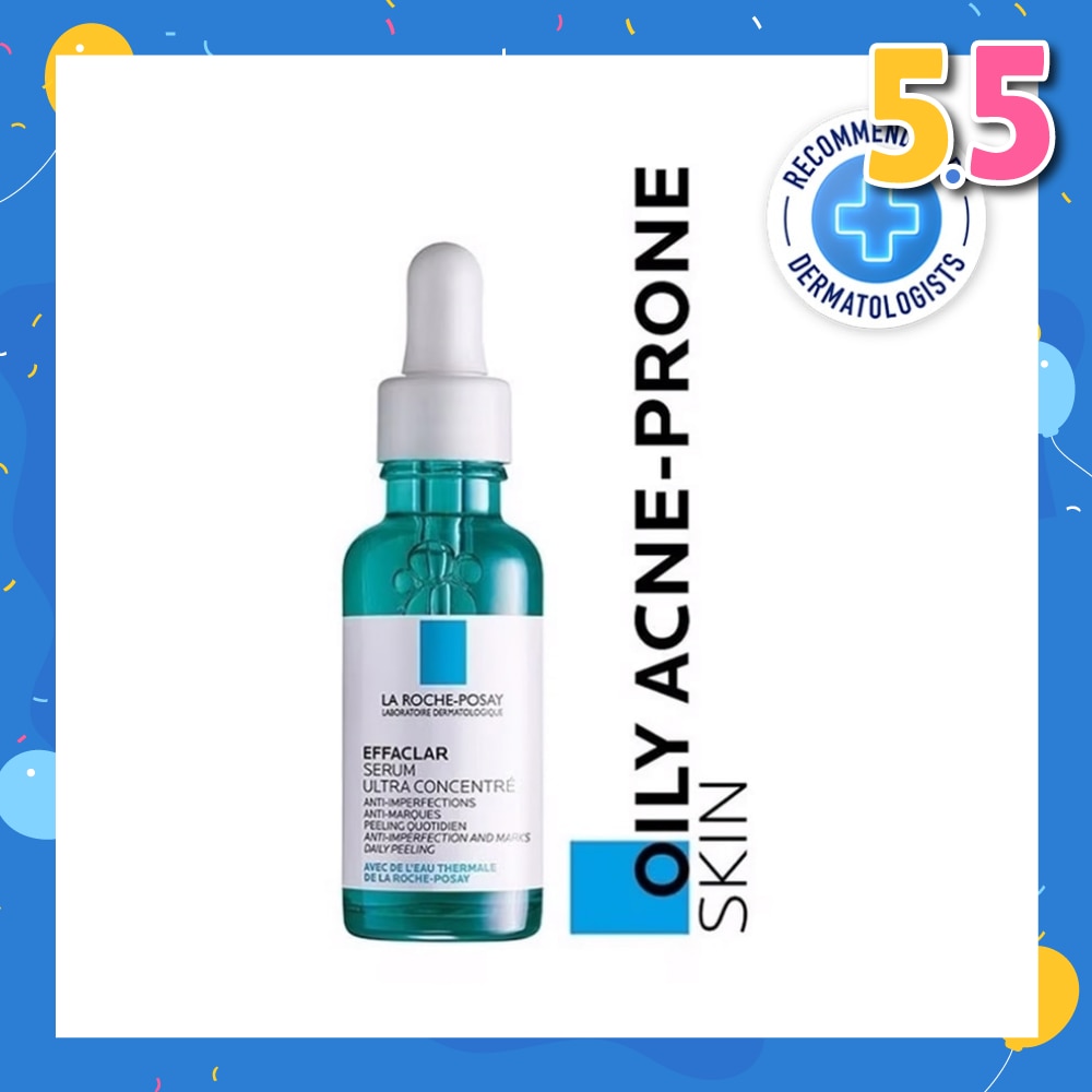 La Roche-Posay Effaclar Serum Ultra Concentrate (Anti-Acne Serum with Salicylic, Glycolic Acid, Niacinamide for Oily Acne-Prone Skin) 30ml