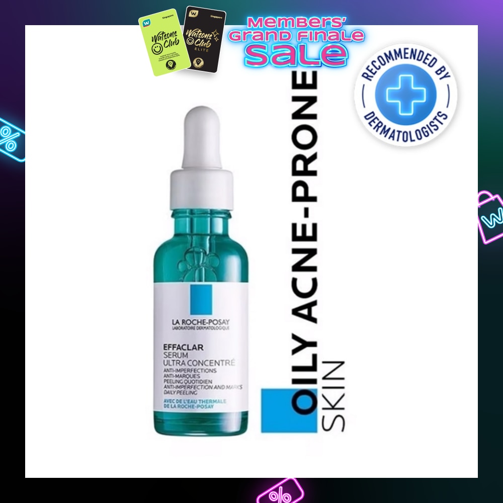 La Roche-Posay Effaclar Serum Ultra Concentrate (Anti-Acne Serum with Salicylic, Glycolic Acid, Niacinamide for Oily Acne-Prone Skin) 30ml