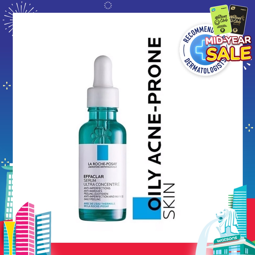 La Roche-Posay Effaclar Serum Ultra Concentrate (Anti-Acne Serum with Salicylic, Glycolic Acid, Niacinamide for Oily Acne-Prone Skin) 30ml