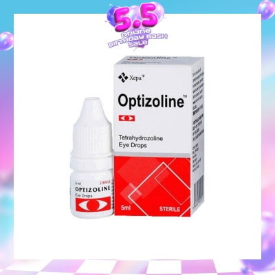 OPTIZOLINE - Tetrahydrozoline Sterile Eye Drops (Relieves Burning, Itching, Excessive Tears and Redness due to Conjuntival Allergies) 5ml