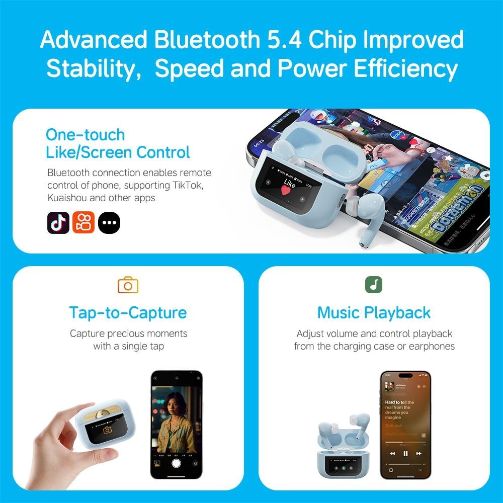 A5 Pro Smart Touch Screen ANC TWS Earphones 1s