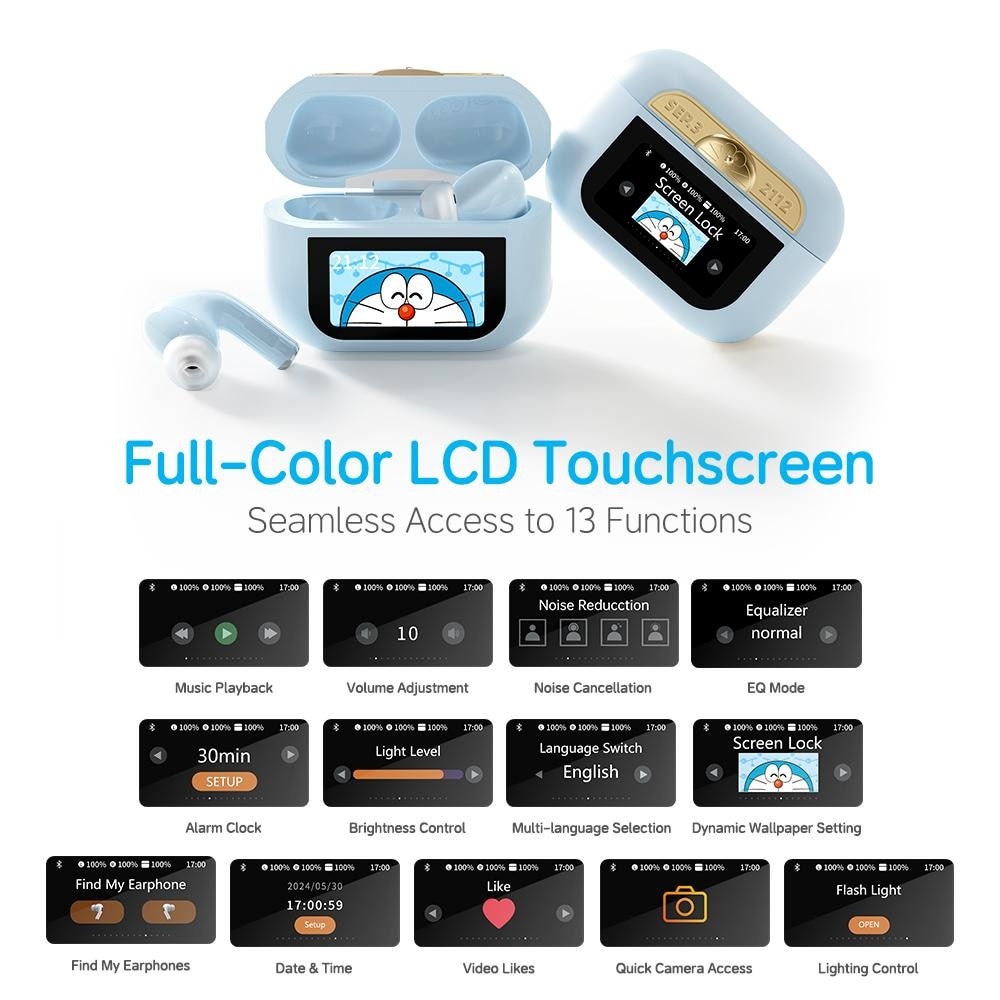 A5 Pro Smart Touch Screen ANC TWS Earphones 1s