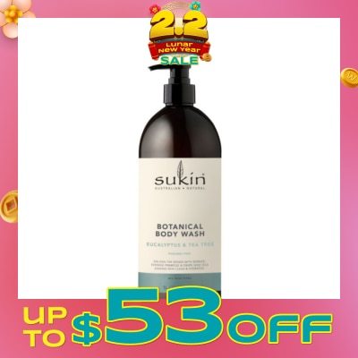 SUKIN Eucalyptus & Tea Tree Botanical Body Wash (Purify, Hydrate and Soften the Skin) 1L