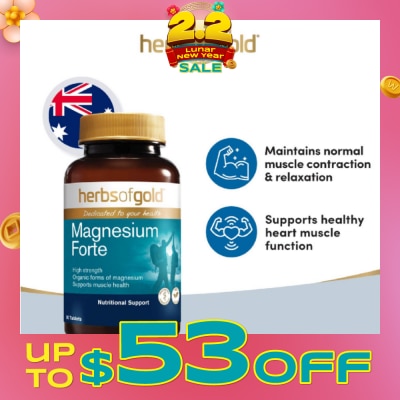 HERBS OF GOLD Magnesium Forte High-Strength Vegan Tablet 90s
