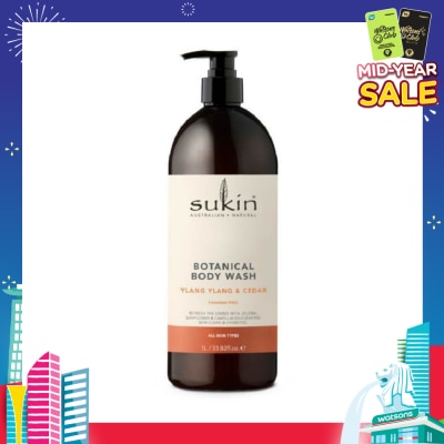 SUKIN Ylang Ylang & Cedar Botanical Body Wash (Purify, Hydrate and Soften the Skin) 1L