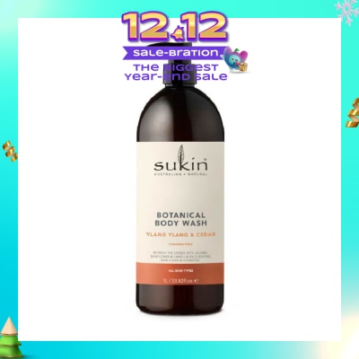 SUKIN Ylang Ylang & Cedar Botanical Body Wash (Purify, Hydrate and Soften the Skin) 1L
