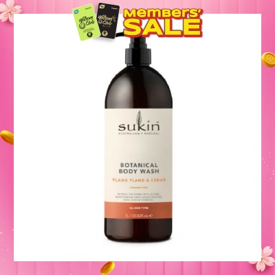 SUKIN Ylang Ylang & Cedar Botanical Body Wash (Purify, Hydrate and Soften the Skin) 1L