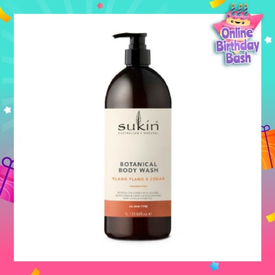 SUKIN Ylang Ylang & Cedar Botanical Body Wash (Purify, Hydrate and Soften the Skin) 1L