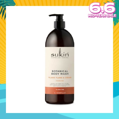 SUKIN Ylang Ylang & Cedar Botanical Body Wash (Purify, Hydrate and Soften the Skin) 1L