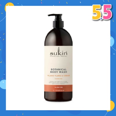 SUKIN Ylang Ylang & Cedar Botanical Body Wash (Purify, Hydrate and Soften the Skin) 1L