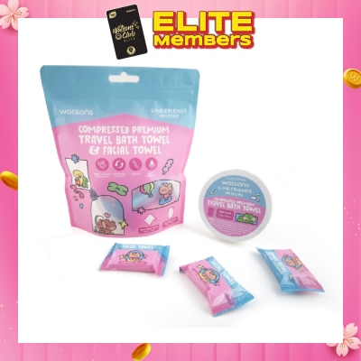 WATSONS Line Friends Minini Compresed Premium Travel Bath Towel & Facial Towel 6s