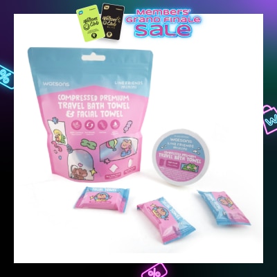 WATSONS Line Friends Minini Compresed Premium Travel Bath Towel & Facial Towel 6s