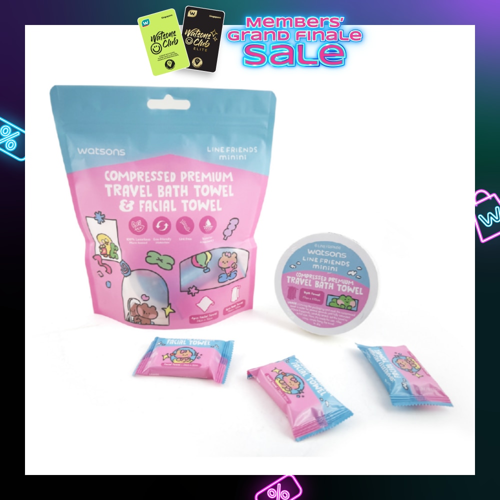 Line Friends Minini Compresed Premium Travel Bath Towel & Facial Towel 6s