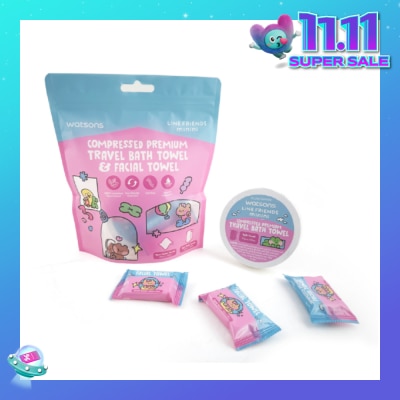 WATSONS Line Friends Minini Compresed Premium Travel Bath Towel & Facial Towel 6s