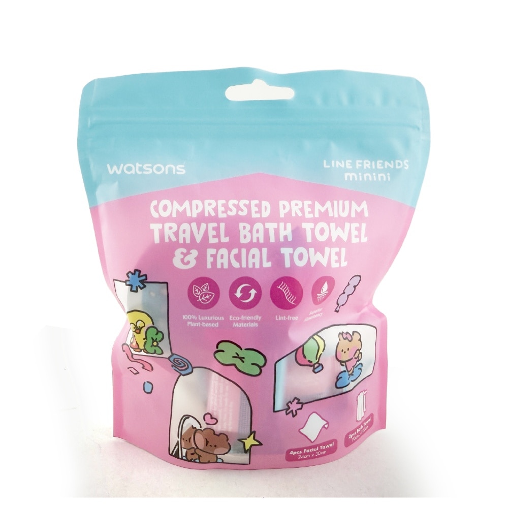 Line Friends Minini Compresed Premium Travel Bath Towel & Facial Towel 6s