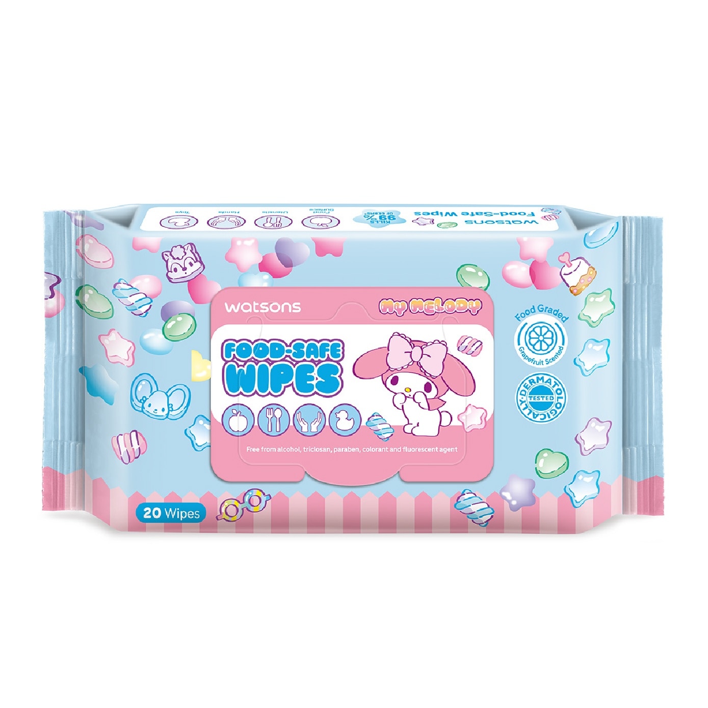 Sanrio My Melody Food-Safe Wipes 20s x 4