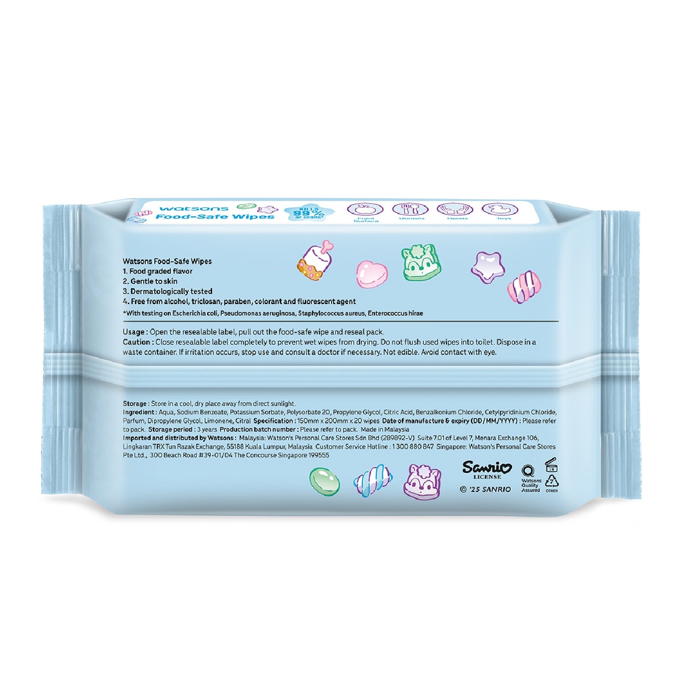 Sanrio My Melody Food-Safe Wipes 20s x 4