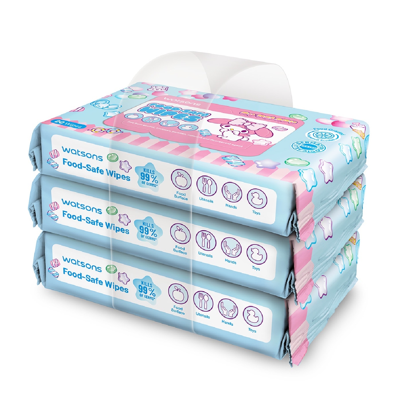 Sanrio My Melody Food-Safe Wipes 20s x 3 image