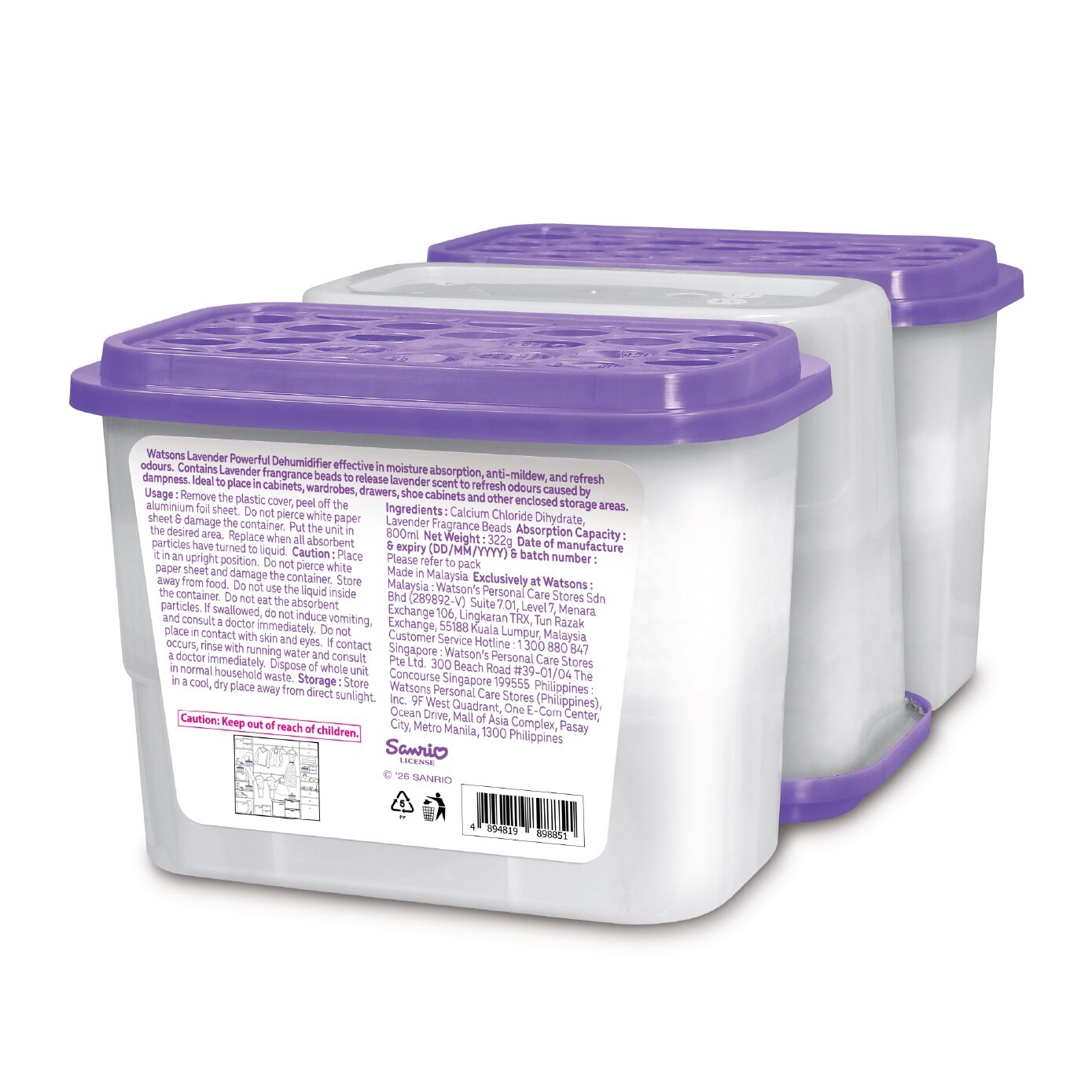 Sanrio Kuromi Powerful Dehumidifier Lavender Scented 800ml x 3s