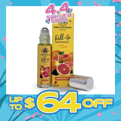 THREE STAR BRAND - Grapefruit Scented Aroma Medicated Oil (Mood Energiser, Relieves Aches, Boosts Circulation, Eases Inflammation) 10ml