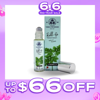 THREE STAR BRAND - Citronella Scented Aroma Medicated Oil (Repels Insects, Calms Anxiety, Relieves Spasms, Eases Infection) 10ml