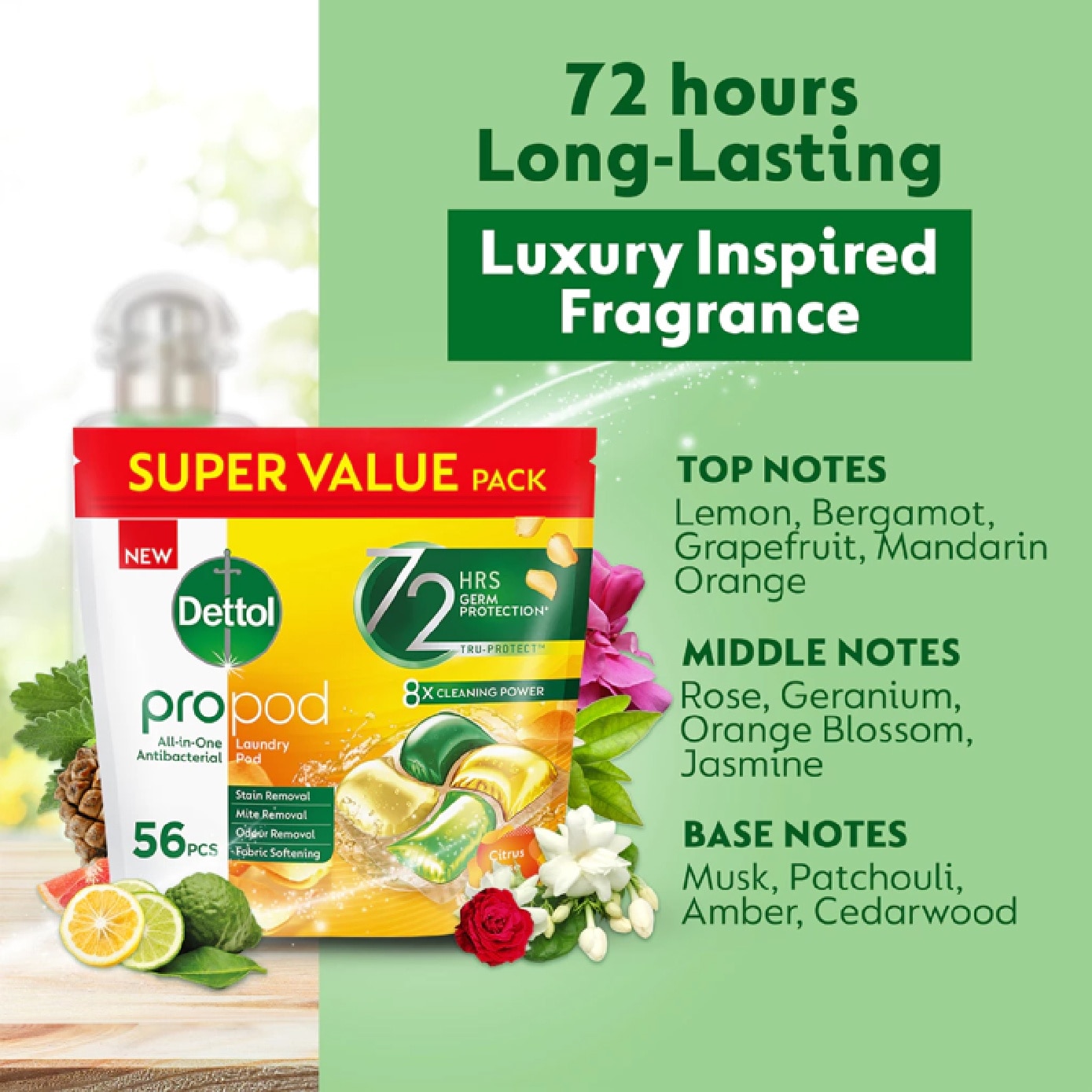 All-in-One Antibacterial Laundry ProPod Citrus Rose Value Pack 56s image