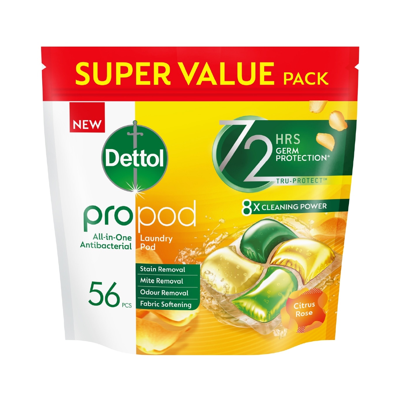 All-in-One Antibacterial Laundry ProPod Citrus Rose Value Pack 56s image