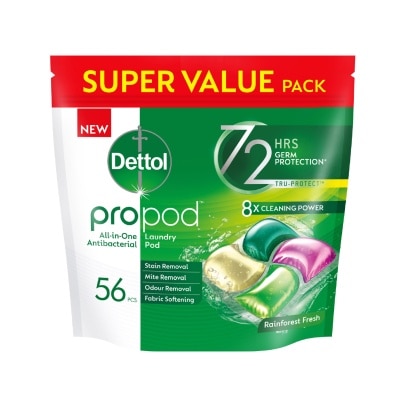 DETTOL All in One Antibacterial Laundry ProPod Rainforest Fresh Value Pack 56s image