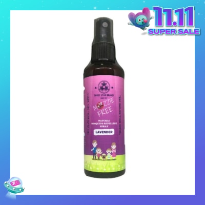 THREE STAR BRAND Lavender Scented Natural Mozzie Free (Insect Repellent) 90ml