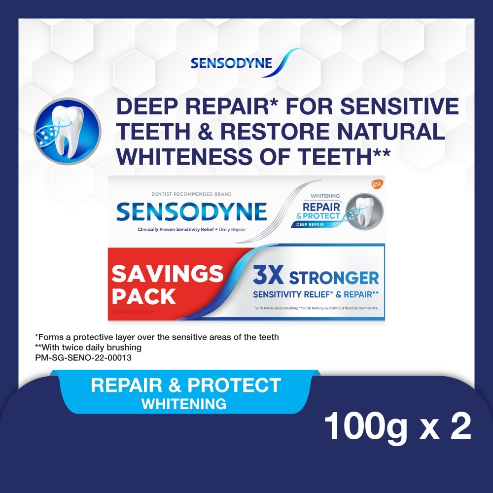 Sensitive Teeth Oral Care Toothpaste Deep Repair & Protect Whitening Twin Pack 2s x100g