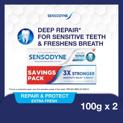 SENSODYNE Sensitive Teeth Oral Care Toothpaste Deep Repair & Protect Extra Fresh Twin Pack 2s x 100g