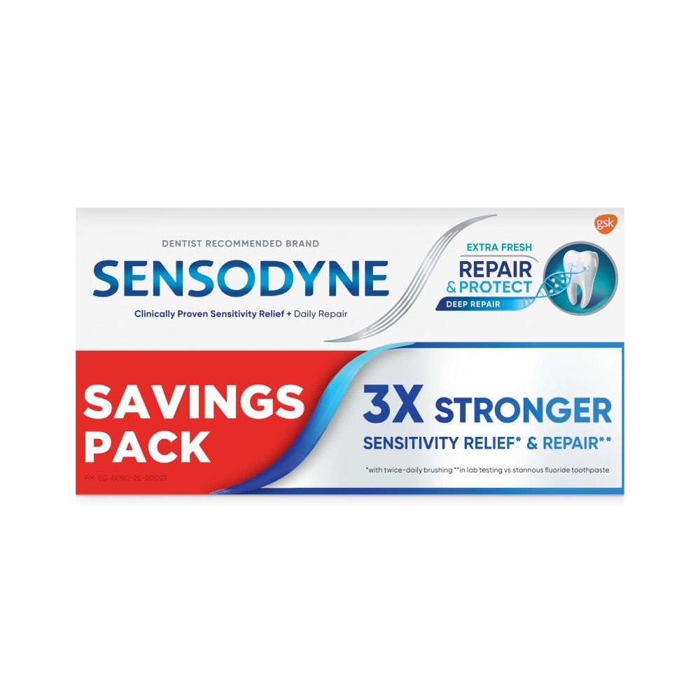 Sensitive Teeth Oral Care Toothpaste Deep Repair & Protect Extra Fresh Twin Pack 2s x 100g