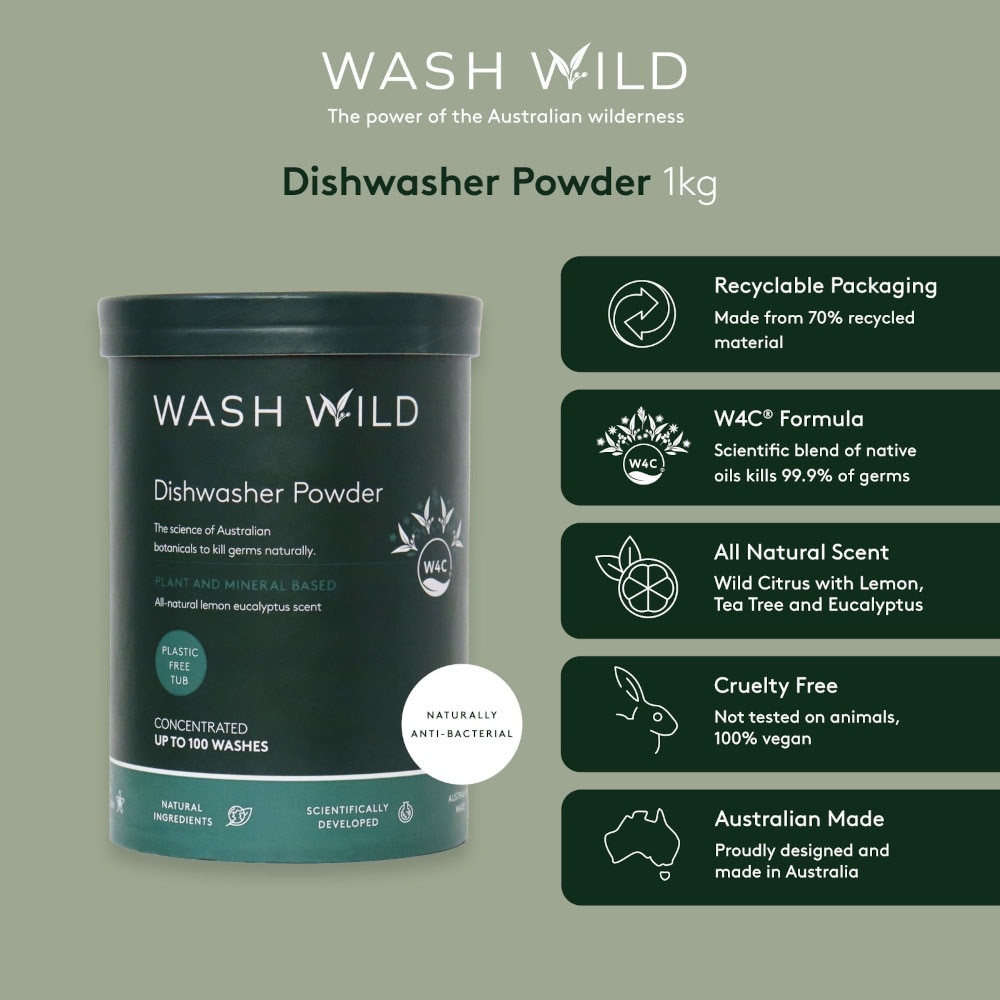 Washes Plant & Mineral Based (All Natural Lemon Eucalyptus) Dishwasher Powder 1Kg
