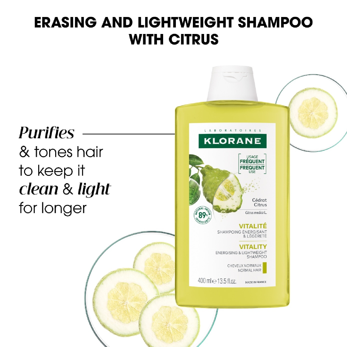 Purifying Citrus Shampoo (To Cleanses & Purifies Scalp, For Normal To Oily Hair) 400ml