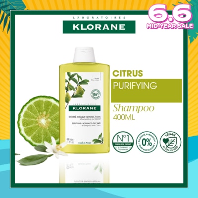 KLORANE Purifying Citrus Shampoo (To Cleanses & Purifies Scalp, For Normal To Oily Hair) 400ml