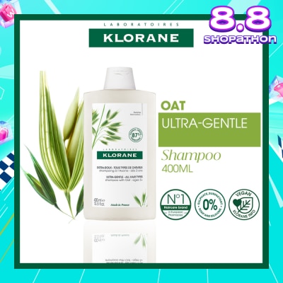 KLORANE Ulta-Gentle Oat Shampoo (For All Hair Types, To Gently Cleanses, Softens & Protects Scalp & Hair) 400ml