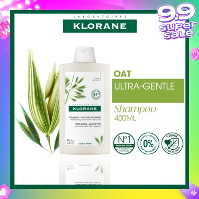 KLORANE Ulta-Gentle Oat Shampoo (For All Hair Types, To Gently Cleanses, Softens & Protects Scalp & Hair) 400ml