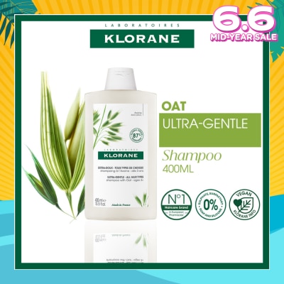 KLORANE Ulta-Gentle Oat Shampoo (For All Hair Types, To Gently Cleanses, Softens & Protects Scalp & Hair) 400ml