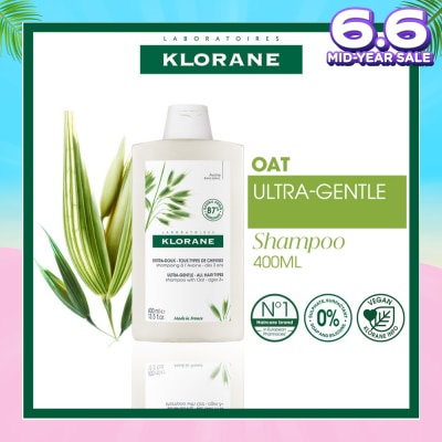 KLORANE Ulta-Gentle Oat Shampoo (For All Hair Types, To Gently Cleanses, Softens & Protects Scalp & Hair) 400ml
