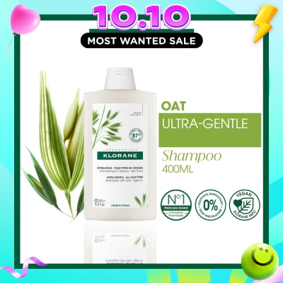 KLORANE Ulta Gentle Oat Shampoo (For All Hair Types, To Gently Cleanses, Softens & Protects Scalp & Hair) 400ml image