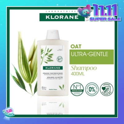 KLORANE Ulta-Gentle Oat Shampoo (For All Hair Types, To Gently Cleanses, Softens & Protects Scalp & Hair) 400ml
