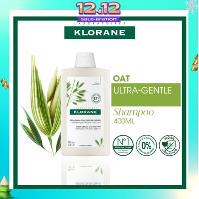KLORANE Ulta-Gentle Oat Shampoo (For All Hair Types, To Gently Cleanses, Softens & Protects Scalp & Hair) 400ml