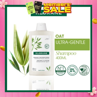 KLORANE Ulta-Gentle Oat Shampoo (For All Hair Types, To Gently Cleanses, Softens & Protects Scalp & Hair) 400ml