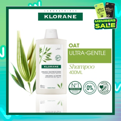KLORANE Ulta-Gentle Oat Shampoo (For All Hair Types, To Gently Cleanses, Softens & Protects Scalp & Hair) 400ml