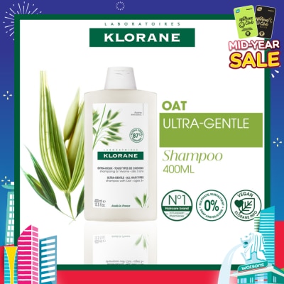 KLORANE Ulta-Gentle Oat Shampoo (For All Hair Types, To Gently Cleanses, Softens & Protects Scalp & Hair) 400ml